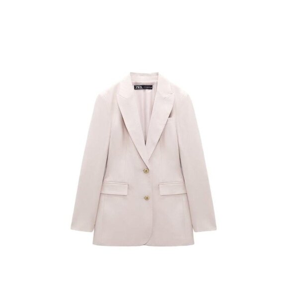 ZARA  TAILORED STRAIGHT FIT BLAZER BEIGE-PINK SIZE S | 7901/234 - Picture 1 of 4